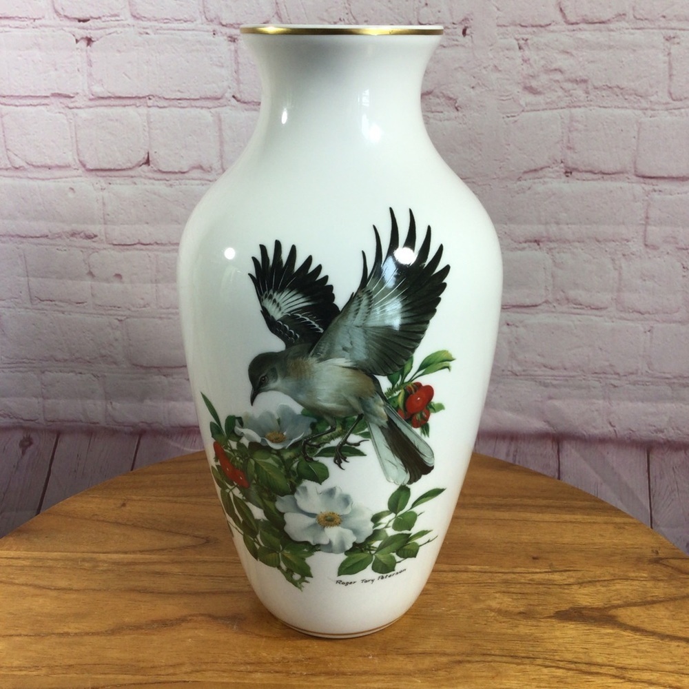 AK Kaiser West Germany Mockingbird Ceramic Vase